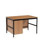 EDV-Lehrertisch, 120x80 cm (B/T), 72 cm hoch, offener Blechkabelkanal, 